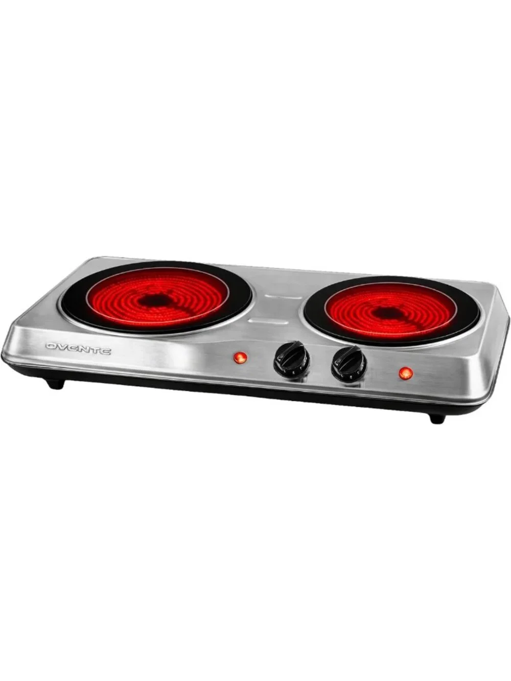 Portable Electric Double Burner Hot Plate, 1700W Infrared Stove, Easy Clean, 5